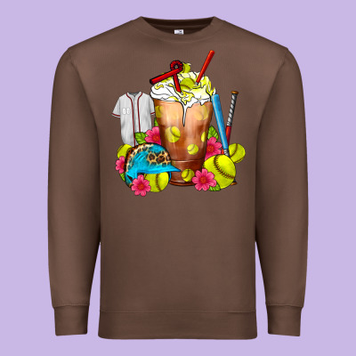 Softball Frappe Coffee Premium Sweatshirt Designed By Fadigitalartstudio