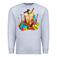 Heather Grey Softball Frappe Coffee Premium Sweatshirt - FaDigitalArtStudio