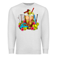 Oatmeal Heather Softball Frappe Coffee Premium Sweatshirt - FaDigitalArtStudio