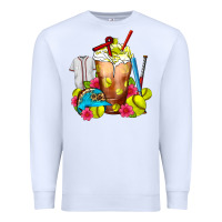 White Softball Frappe Coffee Premium Sweatshirt - FaDigitalArtStudio