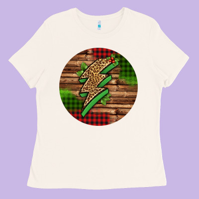 Leopard Lightning Bolt Christmas Ladies Tee Designed By Jasminsmagicworld