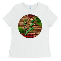 White leopard lightning bolt Christmas Ladies Tee - Jasminsmagicworld