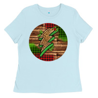 Baby Blue leopard lightning bolt Christmas Ladies Tee - Jasminsmagicworld