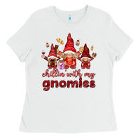 White chilling with my gnomies Ladies Tee - NancyCooperArtShop