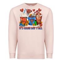 Pale Pink It's Game Day Y'all Basketball Coffee Cups Premium Sweatshirt - FaDigitalArtStudio