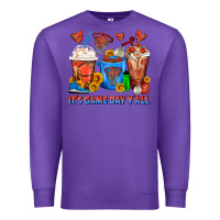 Purple It's Game Day Y'all Basketball Coffee Cups Premium Sweatshirt - FaDigitalArtStudio