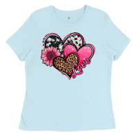 Baby Blue valentines day western hearts and sunflower Ladies Tee - Jasminsmagicworld