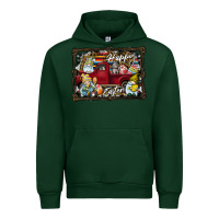 Forest Green Happy Easter Urban Hoodie - CowhideDigitalArt