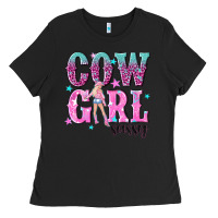 Black cowgirl sassy with pink cowgirl Ladies Tee - NancyCooperArtShop