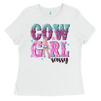 White cowgirl sassy with pink cowgirl Ladies Tee - NancyCooperArtShop