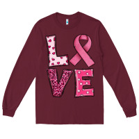 Burgundy Western Breast Cancer Love Long Sleeve Tee - RanaPortraitStore