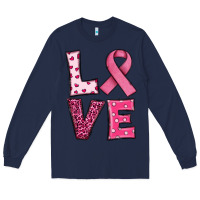 Navy Western Breast Cancer Love Long Sleeve Tee - RanaPortraitStore