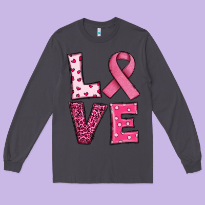 Western Breast Cancer Love Long Sleeve Tee Designed By Ranaportraitstore