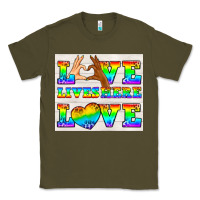 Army Green Western LGBTQ+ Love Lives Here Tumbler Classic Tee - BundleAndBundleShop
