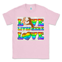 Bubblegum Pink Western LGBTQ+ Love Lives Here Tumbler Classic Tee - BundleAndBundleShop