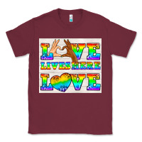 Burgundy Western LGBTQ+ Love Lives Here Tumbler Classic Tee - BundleAndBundleShop