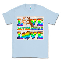 Dusty Blue Western LGBTQ+ Love Lives Here Tumbler Classic Tee - BundleAndBundleShop