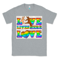 Heather Grey Western LGBTQ+ Love Lives Here Tumbler Classic Tee - BundleAndBundleShop