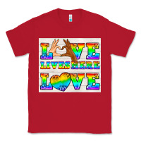 Red Western LGBTQ+ Love Lives Here Tumbler Classic Tee - BundleAndBundleShop