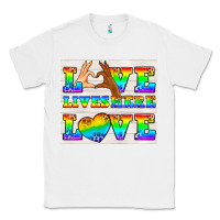 White Western LGBTQ+ Love Lives Here Tumbler Classic Tee - BundleAndBundleShop