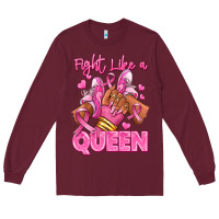 Burgundy Survivor queen Breast Cancer afro girl sneakers Long Sleeve Tee - RanaPortraitStore