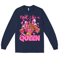 Navy Survivor queen Breast Cancer afro girl sneakers Long Sleeve Tee - RanaPortraitStore
