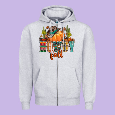 Howdy Fall Zipper Hoodie Designed By Cowgirlartshop