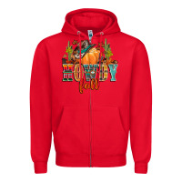 Red howdy fall Zipper Hoodie - CowGirlArtShop