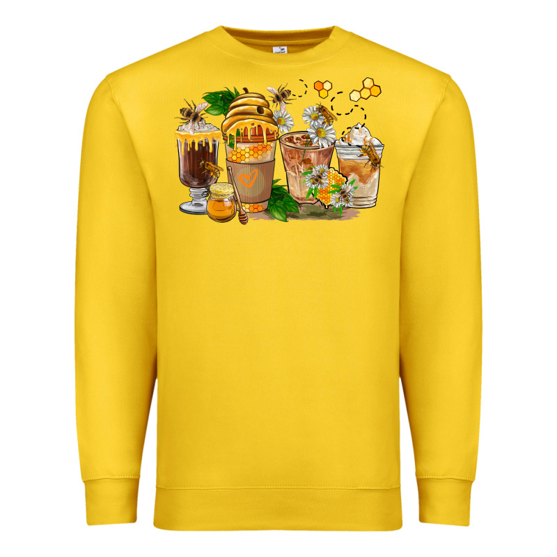 Honey Bee Coffee Cups Premium Sweatshirt by FaDigitalArtStudio | Teevron