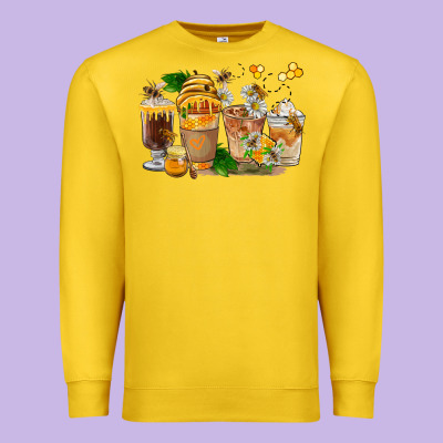 Honey Bee Coffee Cups Premium Sweatshirt Designed By Fadigitalartstudio