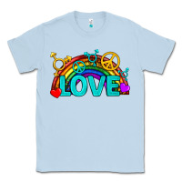 Dusty Blue Western LGBTQ+ Love Rainbow Classic Tee - BundleAndBundleShop