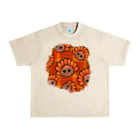 Sandshell Thanksgiving Turkey With Tartan Patch Urban Heavy Tee - BundleAndBundleShop