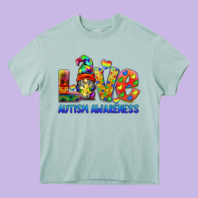 Autism Awareness Love Heavy Core Tee Designed By Barkaloodesign