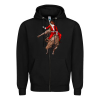 Black santa riding a bull Zipper Hoodie - CowGirlArtShop