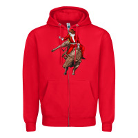 Red santa riding a bull Zipper Hoodie - CowGirlArtShop