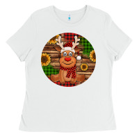 White Cute reindeer Christmas Ladies Tee - Jasminsmagicworld