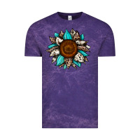 Cloud Purple sunflower cowhide Vintage Tee - JahusDesignShop