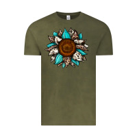 Vintage Olive sunflower cowhide Vintage Tee - JahusDesignShop