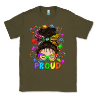 Army Green LGBTQ+ Messy Bun With Colorful Stars Classic Tee - BundleAndBundleShop