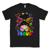 Black LGBTQ+ Messy Bun With Colorful Stars Classic Tee - BundleAndBundleShop
