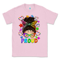 Bubblegum Pink LGBTQ+ Messy Bun With Colorful Stars Classic Tee - BundleAndBundleShop