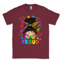 Burgundy LGBTQ+ Messy Bun With Colorful Stars Classic Tee - BundleAndBundleShop