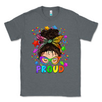 Charcoal Heather LGBTQ+ Messy Bun With Colorful Stars Classic Tee - BundleAndBundleShop