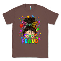 Chestnut LGBTQ+ Messy Bun With Colorful Stars Classic Tee - BundleAndBundleShop