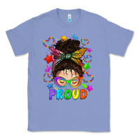 Colony Blue LGBTQ+ Messy Bun With Colorful Stars Classic Tee - BundleAndBundleShop