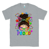 Heather Grey LGBTQ+ Messy Bun With Colorful Stars Classic Tee - BundleAndBundleShop