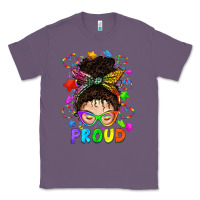 Lavender LGBTQ+ Messy Bun With Colorful Stars Classic Tee - BundleAndBundleShop
