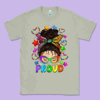 Lgbtq+ Messy Bun With Colorful Stars Classic Tee Designed By Bundleandbundleshop