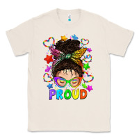 Natural LGBTQ+ Messy Bun With Colorful Stars Classic Tee - BundleAndBundleShop