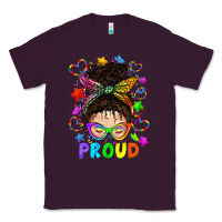 Plum LGBTQ+ Messy Bun With Colorful Stars Classic Tee - BundleAndBundleShop
